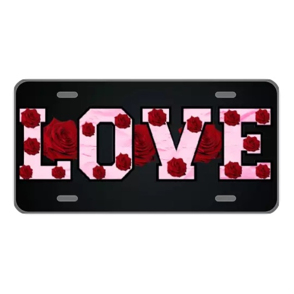 Custom license plate Love in pink with roses - Picture 1 of 1
